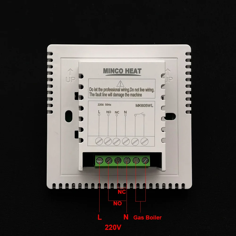 MINCO HEAT MK605W 220V 3A регулятор температуры водонагревательного газового котла для NC без привода lcd Еженедельный программный контроллер