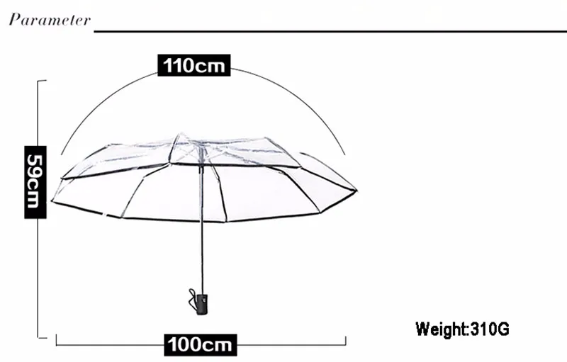 Акция ограниченная 55-61 см радиус Paraguas прозрачный зонт складной Автоматический зонты для женщин Мода