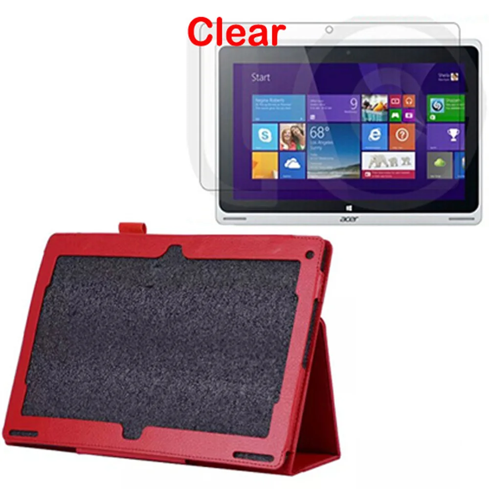 

1x Clear Screen Protector , Luxury Folio Stand PU Leather Case Protective Cover For Acer Aspire Switch 10 SW5-011 SW5-012 10.1
