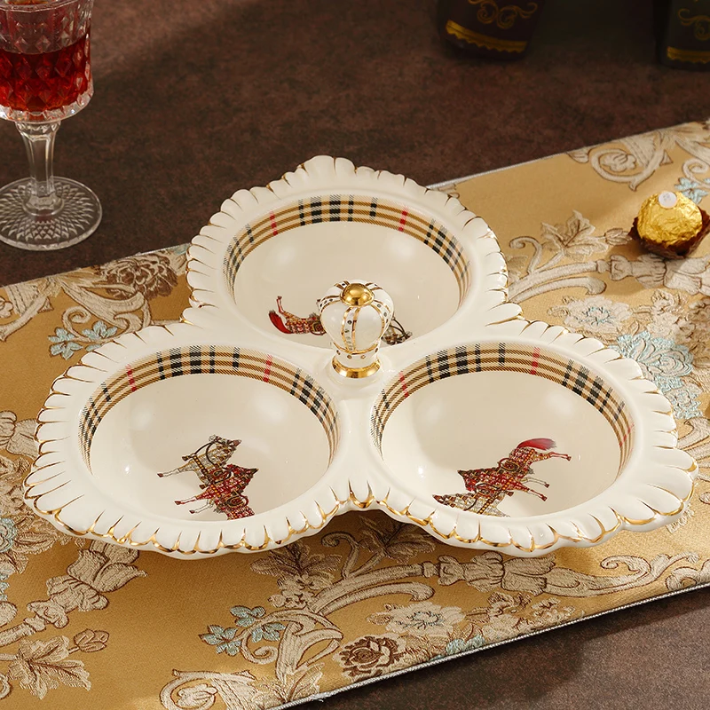 

European table with multi disc ceramic creative fruit candy dish decoration new villa home decoration plate