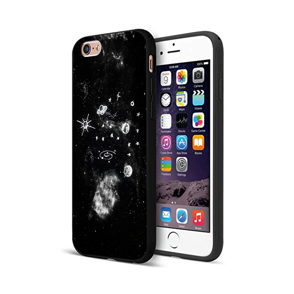 Черный ТПУ чехол для iphone 5 5s se 6 6s 7 8 plus x 10 силиконовый XR XS 11 pro MAX Космос любовь