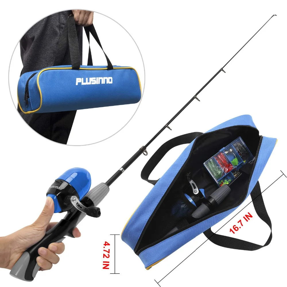 Leo Light Weight Kids Fishing Pole Telescopic Fishing Rod and Reel Combos with Full Kits Lure Case and Carry Bag for Youth Fishing and Beginner