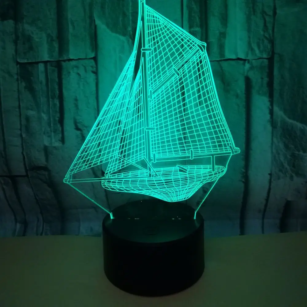 

New Sailing Vessel 3d Nightlight Usb Powered 7 color Table Moderne Desk Lamp Touch Led Visual Light Gift 3d Usb Table Lamp