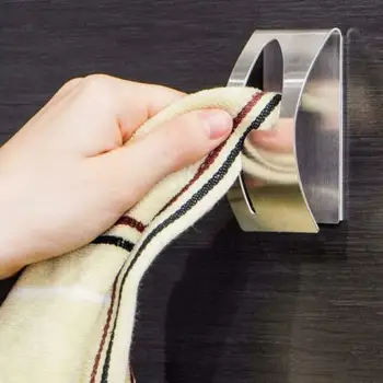 

New Adhesive Home Kitchen Wall Door Stainless Steel Towel Holder Hook Hanger