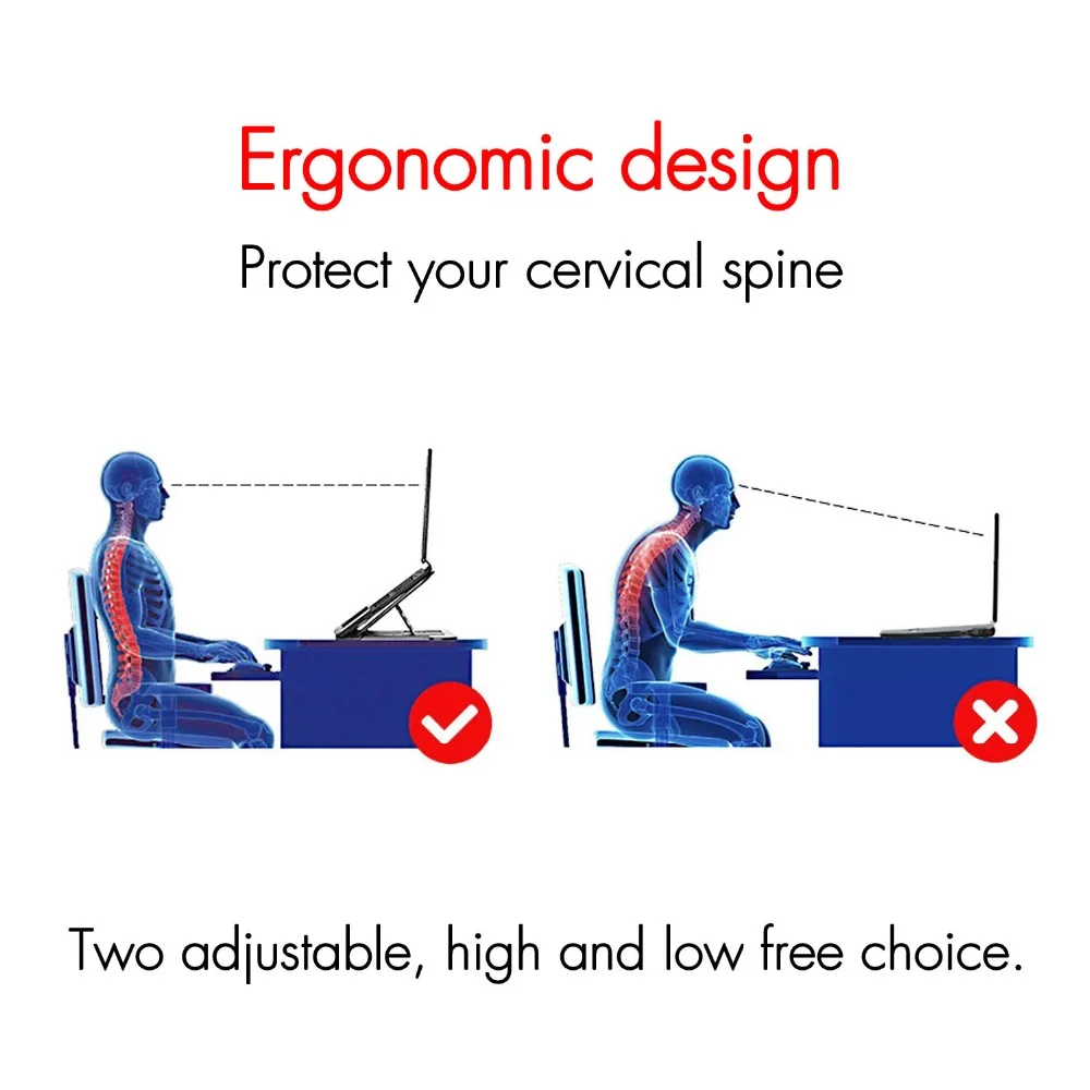 WIWU Folding Portable Laptop Stand Two Heights Adjustable Desktop Height Notebook Stand Cooling Holder for MacBook 11-15.6 inch