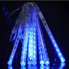Новая версия! 30 см 8 трубок(18 светодиодный Каждая трубка) 144 гирлянда со светодиодными лампочками светодиодный Метеоритный дождь подсветка для душа Лампа Рождественская елка украшение лампа-синий