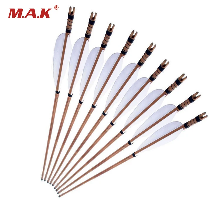

12pcs/pack 37g/pc Archery Hunting Bamboo Arrows with Turkey Feathers and Iron Arrowhead fit 20-70lbs Longbow Recurve Bow