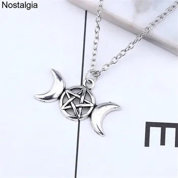 

10Pcs Wicca Pentagram Triple Moon Goddess Pentacle Crescent Moon Jewelery Necklace Mothers Day Gift