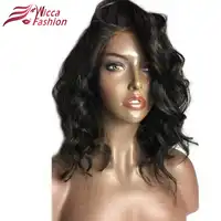 Brazilian Human Hair 13x4 Lace Front Wigs 130% Density Pre Plucked Non-Remy Short Bob Wavy Wig With Baby Hair Dream Beauty