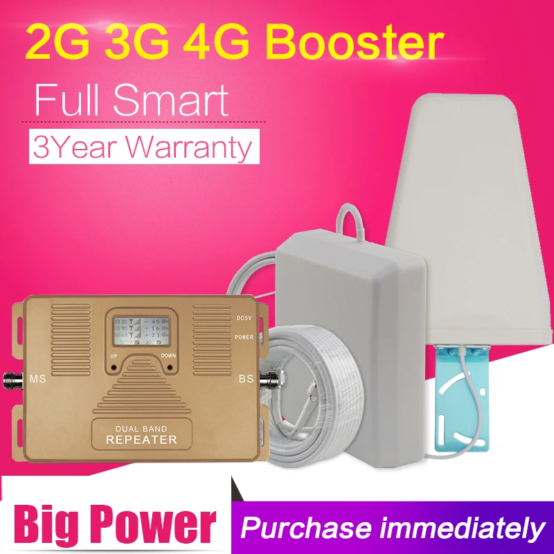 

Full Smart 2G 3G 4G Signal Booster GSM WCDMA LTE 1800 2100 Mobile Signal Booster LTE Repeater 3G 4G Cell Phone Booster Amplifier
