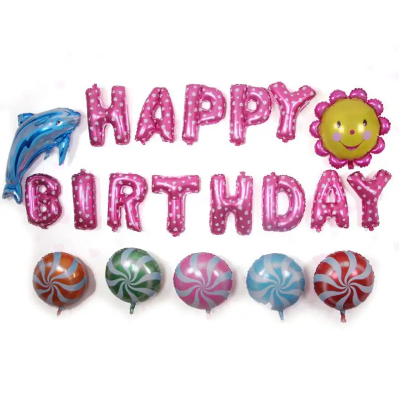 13pcs Set Happy Birthday Letter Shaped Balloons Large Multi Color Foil 