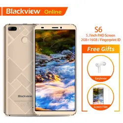 Blackview S6 оригинальный 5,7 дюймовый смартфон 2 GB + 16 GB 4 ядра Dual SIM 4180 mAh Батарея 18:9 Fingrint 4G моды тонкий, для мобильных телефонов телефон