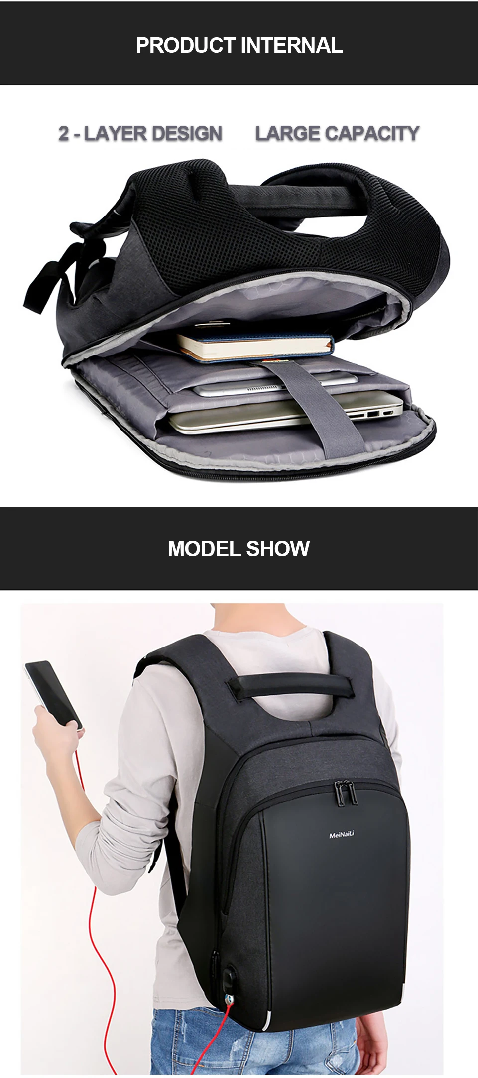 17 inch Laptop 15.6 Men Backpack Male Business Backpacks Anti Theft Student Mochila Bags Waterproof Travel USB Charging Bagpack (12)