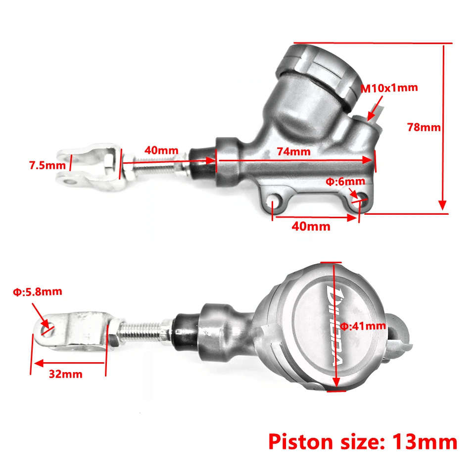 Универсальный поршень 13 мм Мотоцикл с ЧПУ Алюминиевый сплав гидравлический задний тормозной насос Главный цилиндр для Suzuki Kawasaki Honda Yamaha