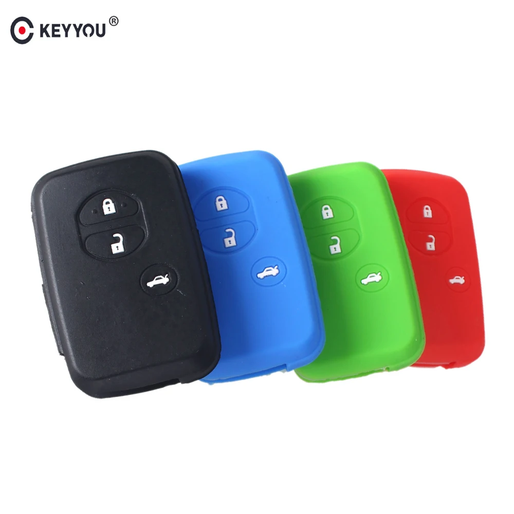 Green Silicone Remote Key Cover Holder Cover 3 Buttons Fit For Toyota