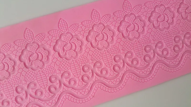 Large Size Silicone Lace Mold Fondant Cake Decoration 3D Rose Pattern Cake Mold Food Grade Silicone Cake Moulds