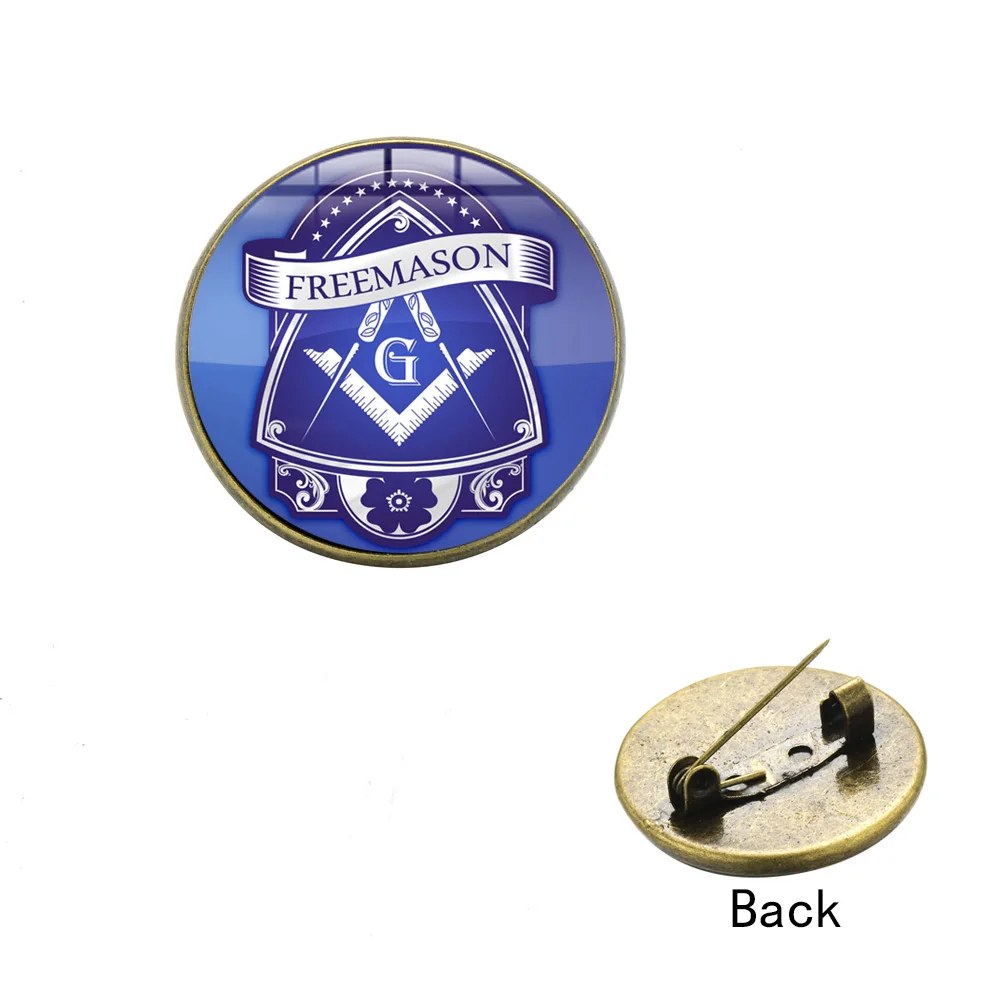 SONGDA Masonic Нагрудный значок Freemasonry квадратный G и компас Синий Круглый купол