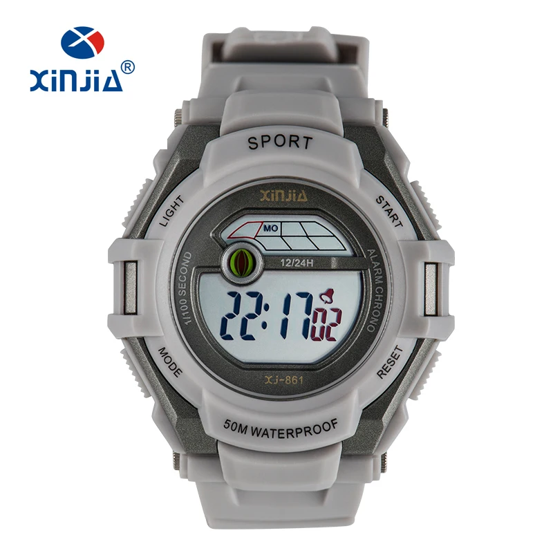 Shockresist цифровые часы для Для мужчин спортивные 50 м Водонепроницаемый Платье для улицы детская Подсветка Сигнализация Секундомер час - Цвет: 4188 Grey