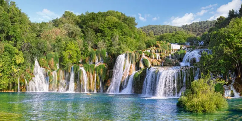 DIY Diamond Painting Cross Stitch Natural landscape Mosaic Waterfall icon Embroidery Patterns Rhinestones | Дом и сад