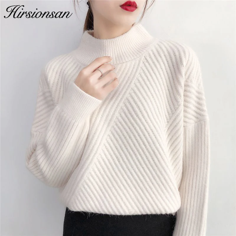 

Hirsionsan Pull Femme 2019 Winter Autumn Knitted Cashmere Sweater Women Korean Casual Basic Jumpers Thicken Warm Pullovers