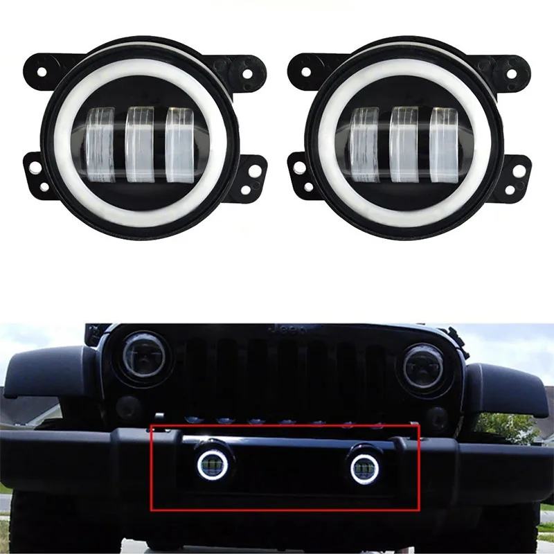 2 шт. 4''Led Противотуманные фары 30 Вт 6000 К Белый Halo Кольцо DRL огни для Jeep Wrangler LJ JK