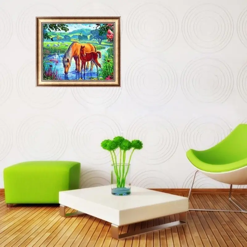 Лошадь Diy 5D алмазная живопись вышивка животное крестом Набор домашний Декор