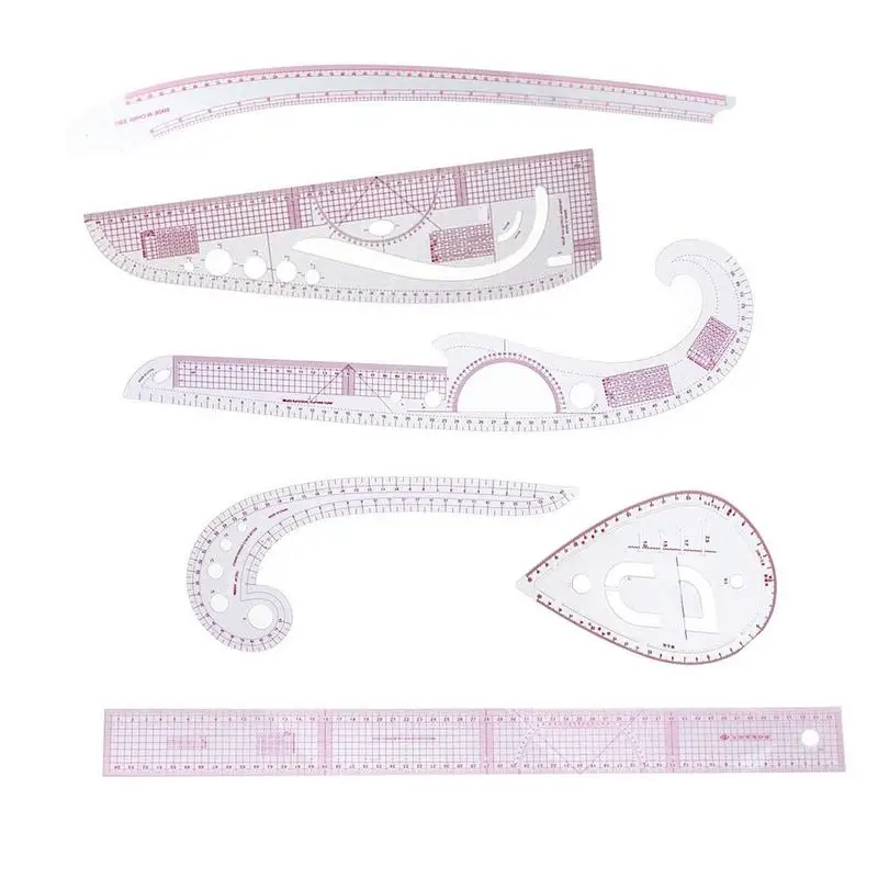 

6 Pieces French Metric Ruler Plastic Sewing Tools Curve Shaped Measure Ruler For Sewing Dressmaking Supplies 6 Styles
