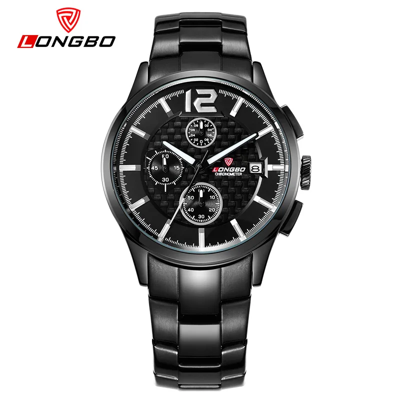 

High quality LONGBO top luxury brand leather dress watches stainless steel waterproof quartz watch men relogio masculino 80178