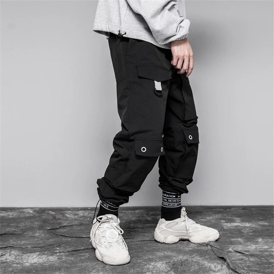 Хип-хоп брюки карго Мужские Брюки с карманами повседневные эластичные талии модные Харадзюку уличная Джоггеры мужские брюки американский