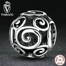 VOROCO Real 100% de Plata de ley 925 Granos de Los Encantos fit Pandora Europea Calado Mujeres Pulseras de Perlas y Joyería Ingredientes PS360
