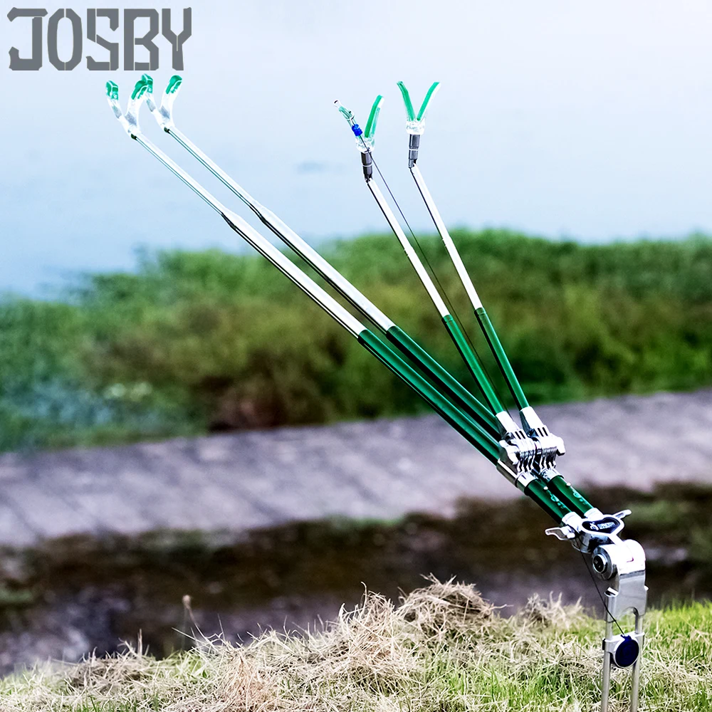 Comprar Equipo de pesca telescópico cañas de pescar soporte plegable de acero inoxidable soporte manual para varilla doble soporte de balsa de pescado torreta Doble