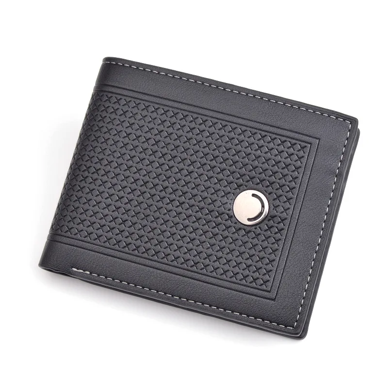 

New Men's Short Wallet Multi-card 3-fold Cross-section Business and Leisure Embossed Retro Soft Wallet for Youth