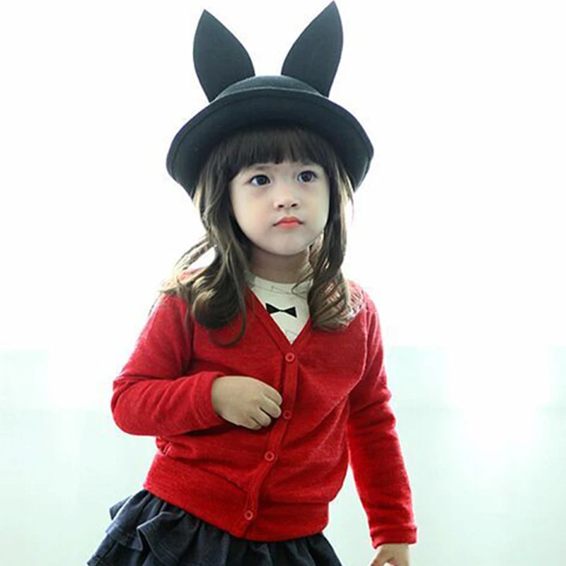 

Fashion Cartoon Rabbit Ear Hat For Kids Bunny Ears Wool Felt Fedora Hat Cute Sweet Winter Hat for Children 2-6years
