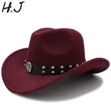 Женская шерстяная открытая западная ковбойская шляпа, церковная Sombrero Hombre, Женская ковбойская шляпа, Дамская чародейная шляпа Монтана, размер 56-58 см