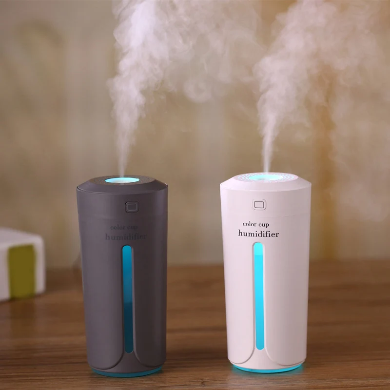 

230ml Mini Air Humidifier USB Ultrasonic Humidifier Car Aroma Diffuser Electric Essential Oil Diffuser Cup 7 Color LED Lights