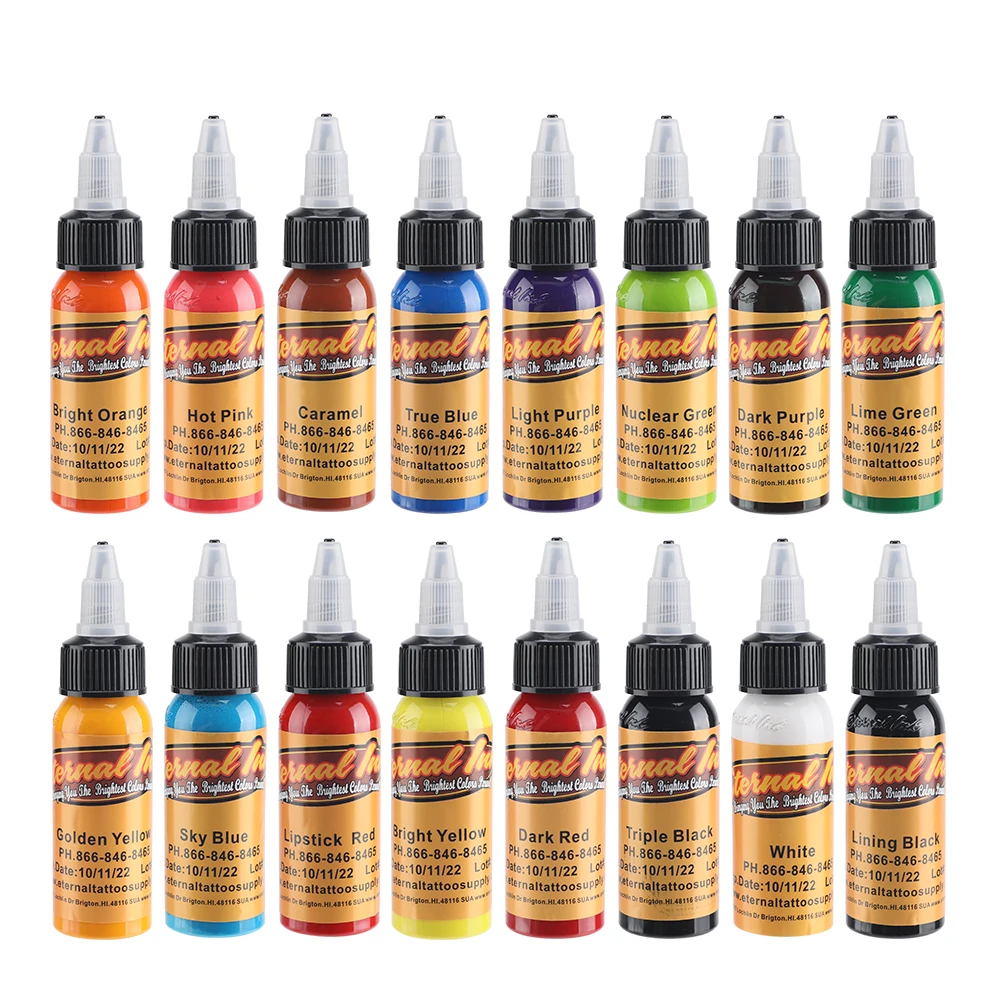 

30ml/bottle Eternal tattoo ink set permanent makeup art pigment 16PCS cosmetic tattoo paint for eyebrow eyeliner lip body