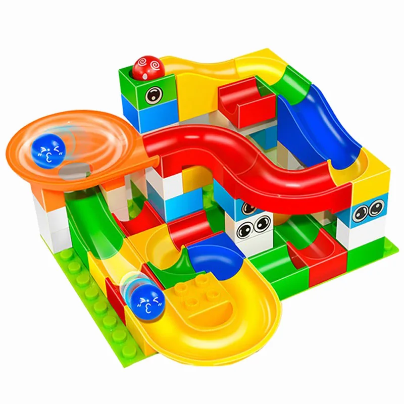 

52pcs Marble Race Run Maze Ball Track Building Blocks Plastic Funnel Slide Construction Bricks Compatible Legoed Duploed Blocks