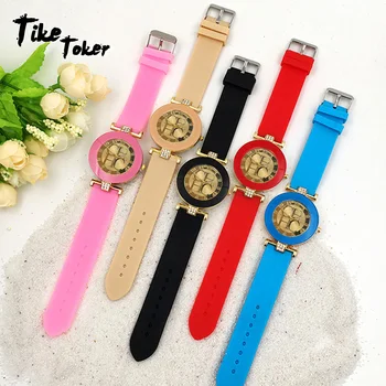 

Tike Toker, man's Black Geneva Casual CH Quartz Women watch Crystal Silicone Watches Relogio Feminino men's Wrist Watch Hot sale