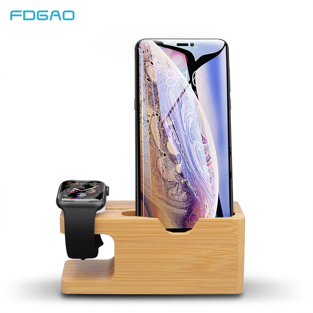 

Wooden Charging Dock Station Mobile Phone Stand Holder Charger For iPhone XS XR X 8 7 6 6S Plus Samsung For Apple Watch 4 3 2 1