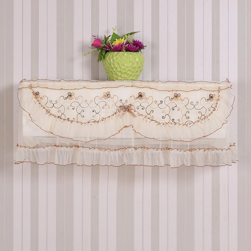 Pastoral Style Translucent Lace Cloth Embroidered Dust Proof Cover Hang Air Conditioner Cover Sweet Home Decor Pastoral Style Translucent Lace Cloth Embroidered Dust Proof Cover Hang Air Conditioner Cover Sweet Home Decor
