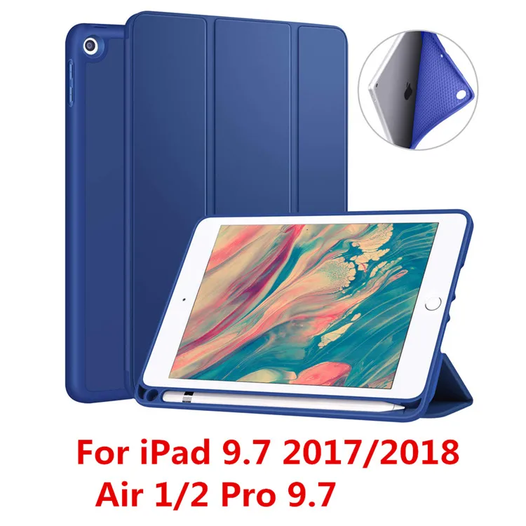 Для iPad mini 4/5 7,9 Чехол W Карандаш держатель мягкий чехол для iPad Air 3 10,5 Pro 10,5 чехол для iPad 6th Pro 9,7 Air 1/2 чехол - Цвет: 9.7-pen-2