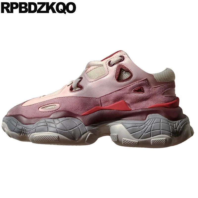

breathable women elevator suede trainers muffin retro harajuku lace up wedge thick sole platform comfy sneakers creepers shoes