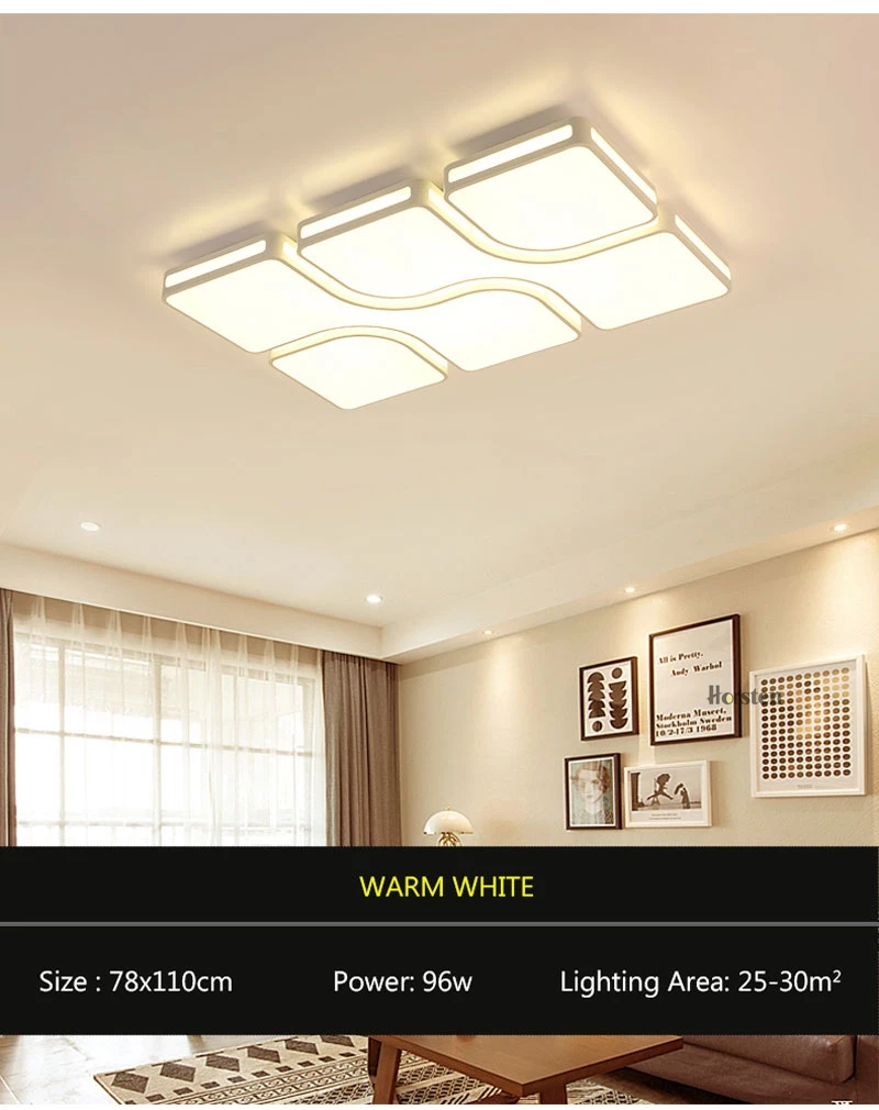 Modern Simple Acrylic LED Ceiling Lights Minimalist Rectangular Ceiling Lamp With Romote Control For Living Room Bedroom 220V (6)