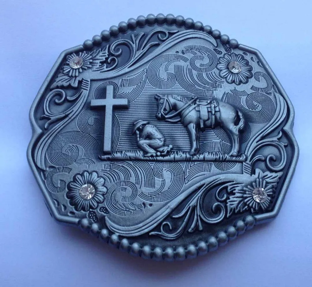 

Horse With Cross Belt Buckle with pewter finish JF-BY50 suitable for 4cm wideth belt with continous stock free shipping