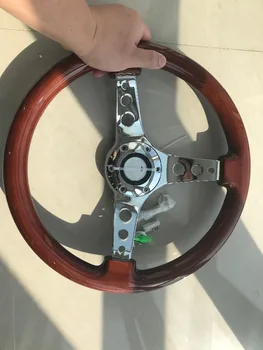 

Hot stock 350MM 14inch Wood Phoebe steering wheel racing steering wheel three racing Phoebe for VW BMW Honda Mazda etc