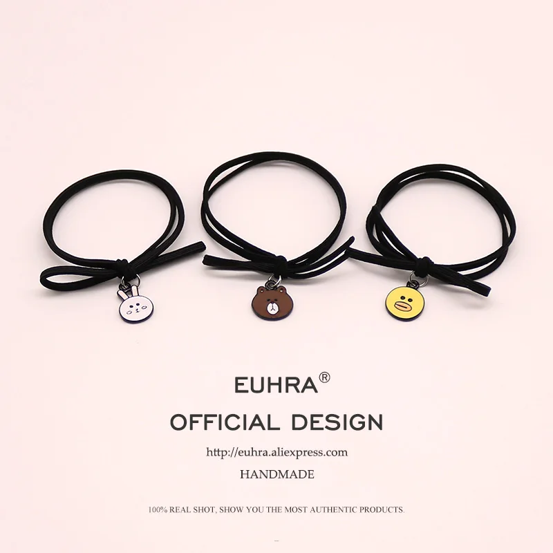 

EUHRA 10 Colors Elastic Egg Carrot Cactus Puppy Rabbit Bear Chicken High Elasticity Woman Girls Hair band Children Rubber Band