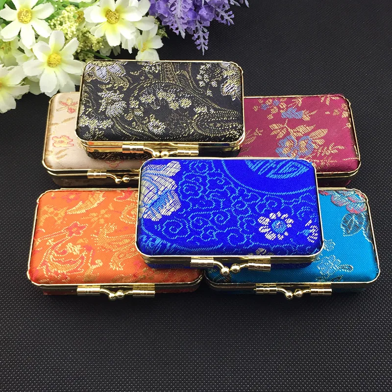 

Floral Silk Brocade Merry Christmas Gift Box Candy Chocolate Box Wedding Party Favor Box Mirror Travel Jewelry Case Packaging