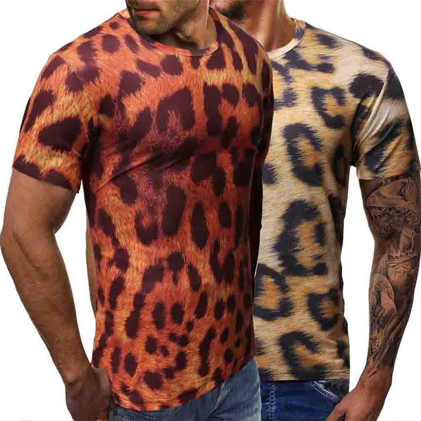 2019 Мужская рубашка новая модная популярная летняя повседневная мужская новая 3D Летняя Повседневная леопардовая рубашка с короткими