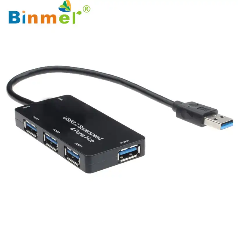 Binmer 2017 высокого качества с питанием от USB 3,0 4-Порты и разъёмы SuperSpeed компактный концентратор адаптер для ПК ноутбука Mac Бесплатная доставка Sep 15 - изображение