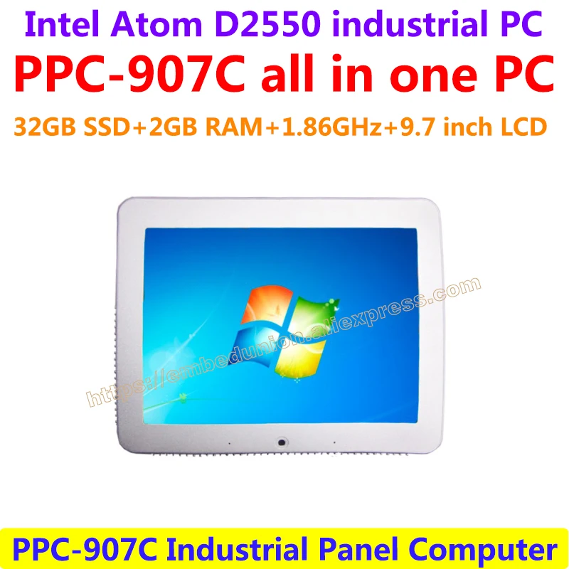 

All In One Computer 9.7inch Intel atom D2550 industrial panel pc with resistance touch screen 32G SSD 2G RAM with front Camera